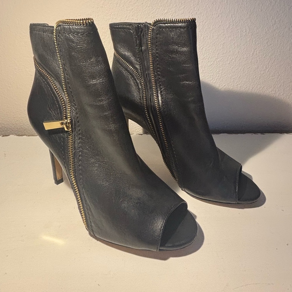Elegant Black Peep-Toe Ankle Boots